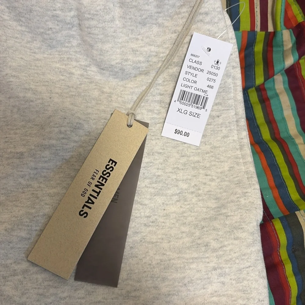 Fear of God Essentials light oatmeal Sweatpants Relaxed Fit Cotton-Blend XL new - Picture 4 of 16